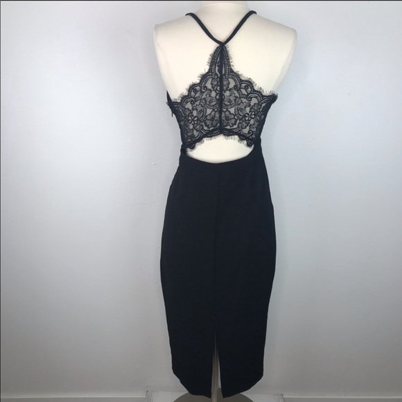 Black plunge dress with lace back - Picture 3 of 4